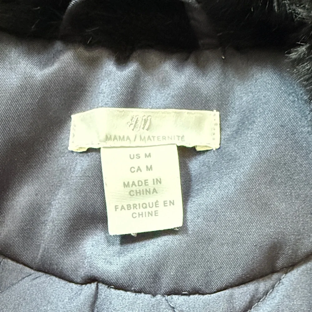 H&M Mama Maternity Navy Hooded Parka Coat - Picture 2 of 7